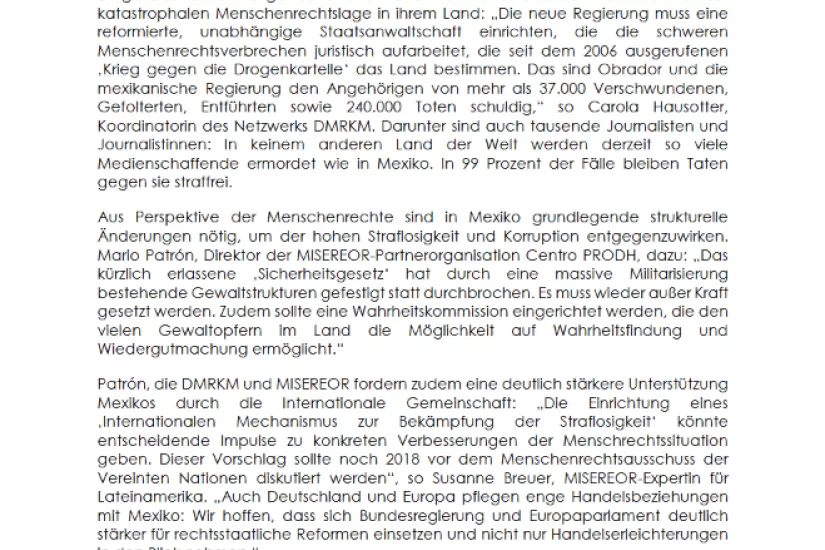 Statement zum Wahlausgang in Mexiko